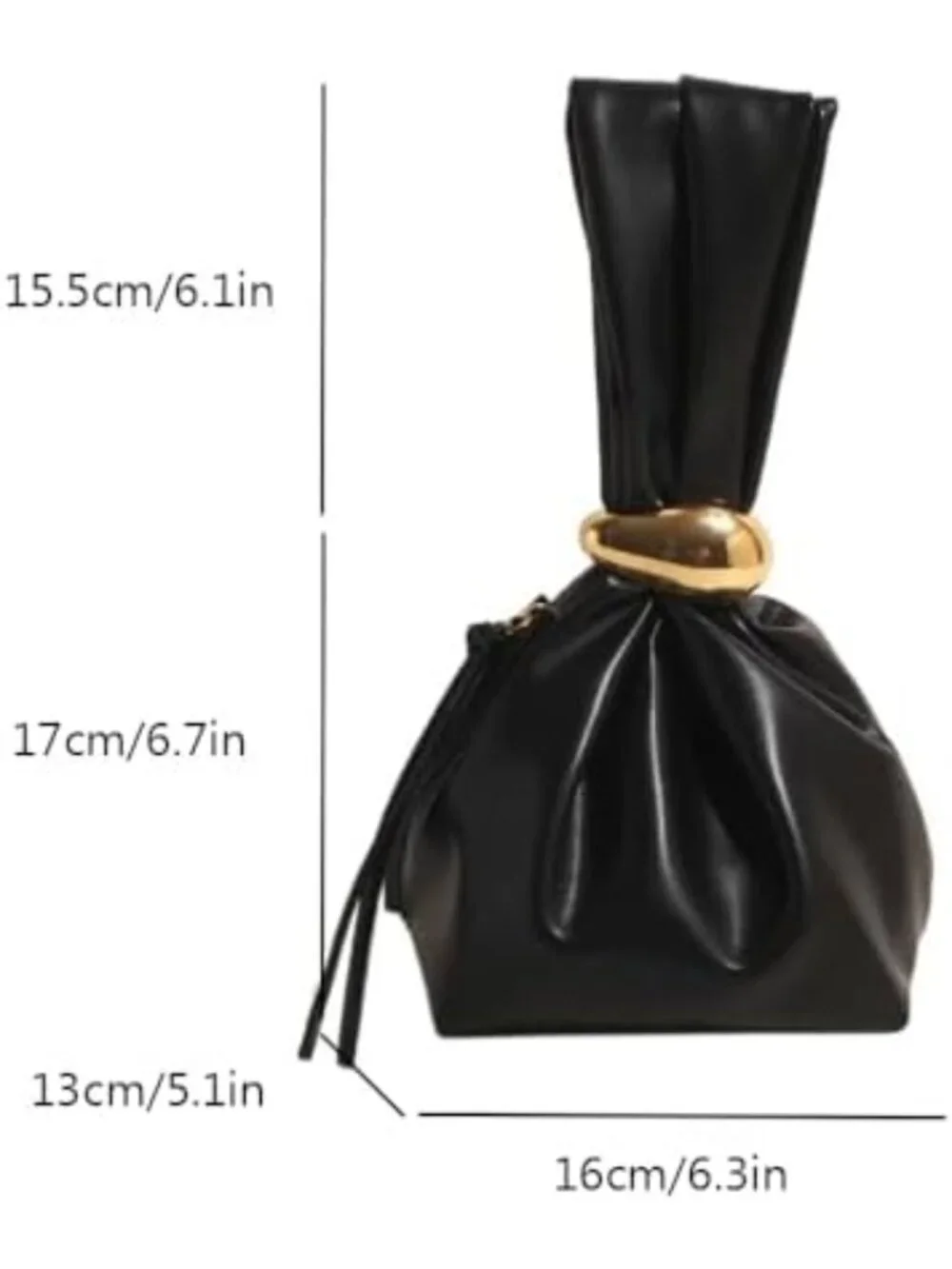 Chic Small PU Wristlet Purse for Women with Gold Accents & Stylish Earring